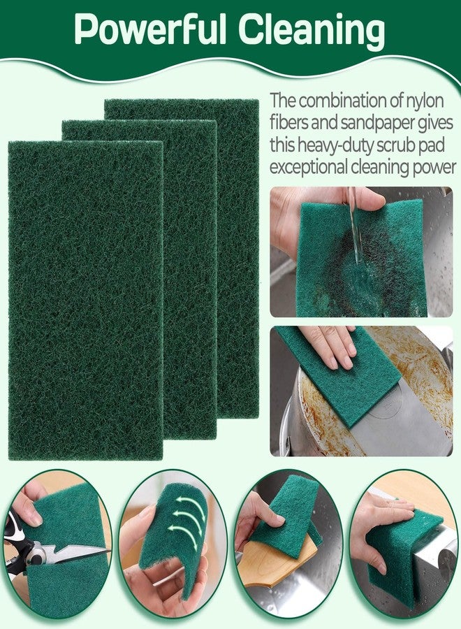 OLLBIT Heavy Duty Scouring Pad 10Pcs Scouring Pads Green Scrubbing Pads for Heavy Duty Cleaning Scrubbing Pads for Kitchen Bathroom Household Cleaning Dish Scrubber Scrubbing Sponges - Image 3